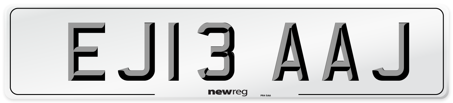 EJ13 AAJ Number Plate from New Reg